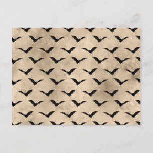 Vintage Style Black Bats Halloween Postcard