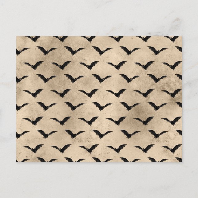 Vintage Style Black Bats Halloween Postcard (Front)