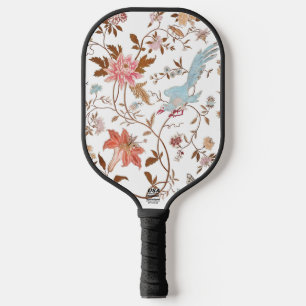 Vintage style blooming flowers pattern pickleball paddle