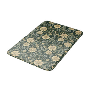 Vintage-style blue color botanical pattern  bath m mat