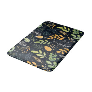 Vintage-style blue color botanical pattern bath m mat