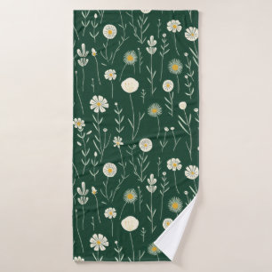 Vintage-style blue color botanical pattern bath t towel set