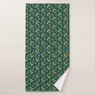 Vintage-style blue color botanical pattern  bath t towel set