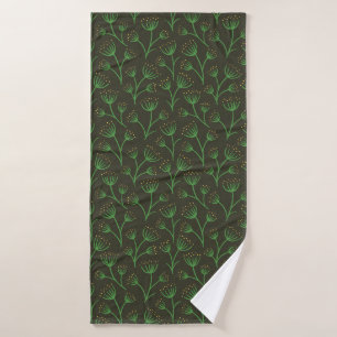 Vintage-style blue color botanical pattern bath t towel set