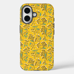 Vintage-style blue color botanical pattern Case-M iPhone 16 Case