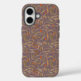 Vintage-style blue color botanical pattern Case-M iPhone 16 Case