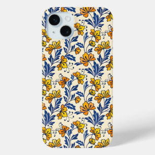 Vintage-style blue color botanical pattern Case-M iPhone 15 Mini Case