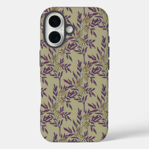 Vintage-style blue color botanical pattern  Case-M iPhone 16 Case