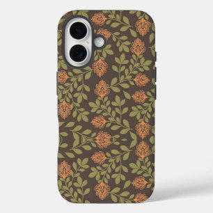 Vintage-style blue color botanical pattern Case-M iPhone 16 Case
