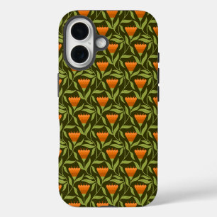 Vintage-style blue color botanical pattern Case-M iPhone 16 Case