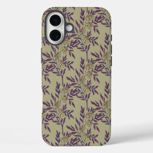 Vintage-style blue color botanical pattern Case-M iPhone 16 Plus Case