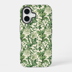 Vintage-style blue color botanical pattern Case-M iPhone 16 Case