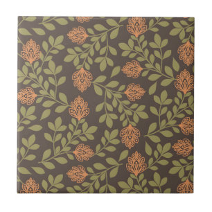 Vintage-style blue color botanical pattern cerami ceramic tile