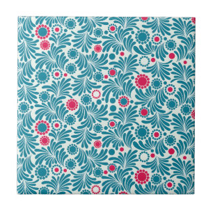 Vintage-style blue color botanical pattern cerami ceramic tile