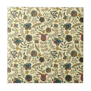 Vintage-style blue color botanical pattern cerami ceramic tile