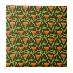 Vintage-style blue color botanical pattern cerami ceramic tile