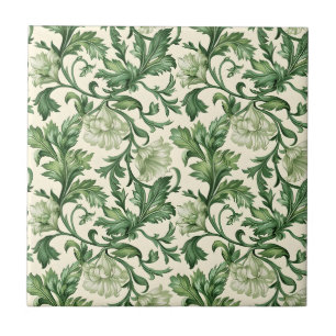 Vintage-style blue color botanical pattern cerami ceramic tile