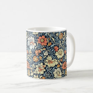 Vintage-style blue color botanical pattern  coffee mug