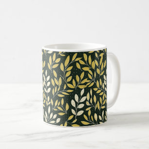 Vintage-style blue color botanical pattern coffee mug