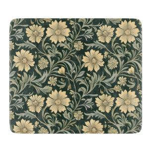 Vintage-style blue color botanical pattern cuttin cutting board