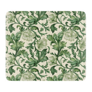 Vintage-style blue color botanical pattern cuttin cutting board