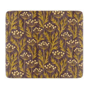 Vintage-style blue color botanical pattern cuttin cutting board