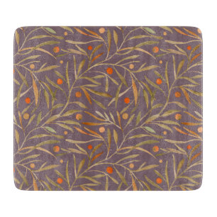 Vintage-style blue color botanical pattern cuttin cutting board