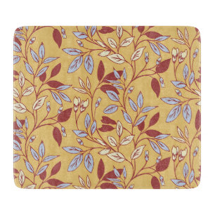 Vintage-style blue color botanical pattern  cuttin cutting board
