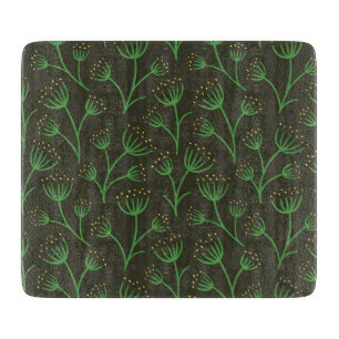 Vintage-style blue color botanical pattern cuttin cutting board