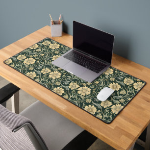 Vintage-style blue color botanical pattern desk m mat
