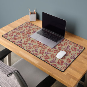 Vintage-style blue color botanical pattern desk m mat