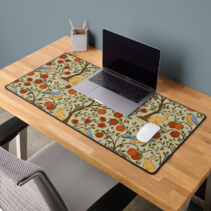 Vintage-style blue color botanical pattern desk m mat