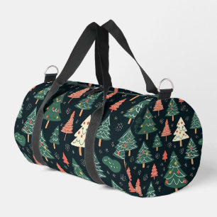 Vintage-style blue color botanical pattern duffle bag
