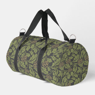 Vintage-style blue color botanical pattern duffle bag