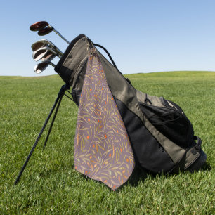 Vintage-style blue color botanical pattern golf t towel