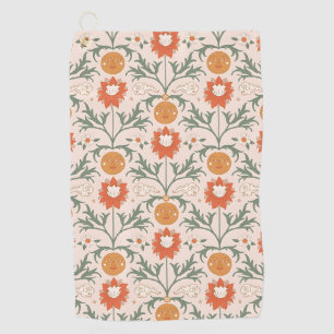 Vintage-style blue color botanical pattern golf t towel