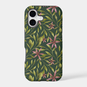 Vintage-style blue color botanical pattern iPhone