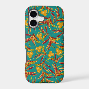 Vintage-style blue color botanical pattern iPhone