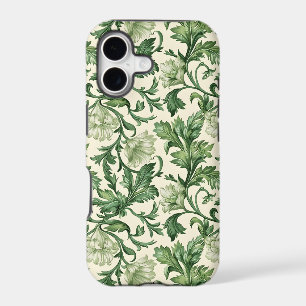 Vintage-style blue color botanical pattern iPhone