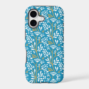 Vintage-style blue color botanical pattern iPhone