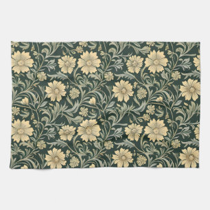 Vintage-style blue color botanical pattern kitche tea towel