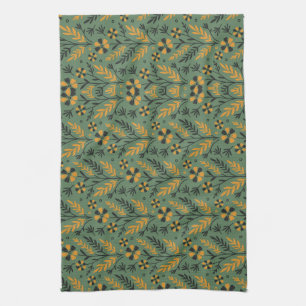 Vintage-style blue color botanical pattern kitche tea towel