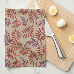 Vintage-style blue color botanical pattern  kitche tea towel