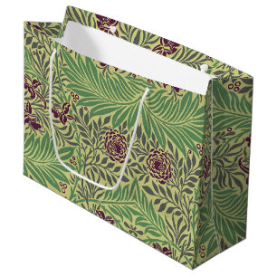 Vintage-style blue color botanical pattern large gift bag