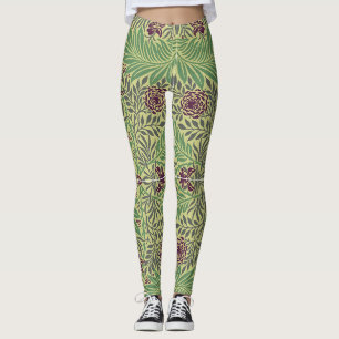 Vintage-style blue color botanical pattern leggin leggings