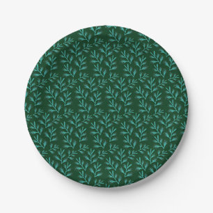 Vintage-style blue color botanical pattern paper plate