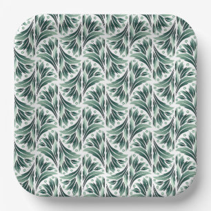 Vintage-style blue color botanical pattern paper plate