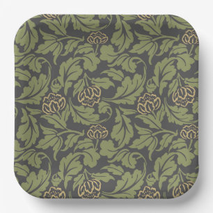 Vintage-style blue color botanical pattern paper plate
