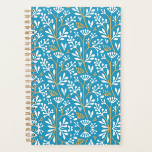 Vintage-style blue color botanical pattern planne planner