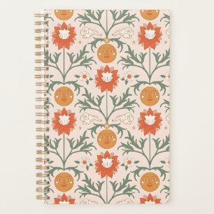Vintage-style blue color botanical pattern planne planner